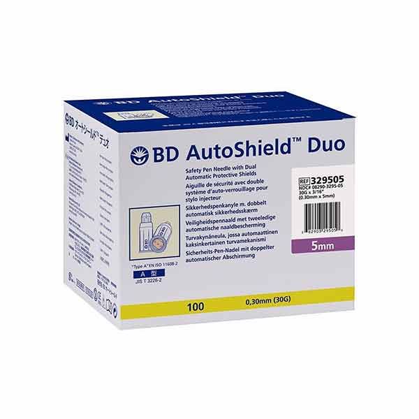 BD AutoShield Duo Safety Pen Needles 5mm 30G Box 100
