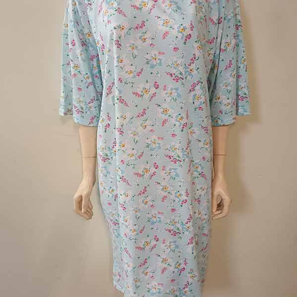 Petal Back Nightie short sleeve Aqua/Pink Floral Extra Large