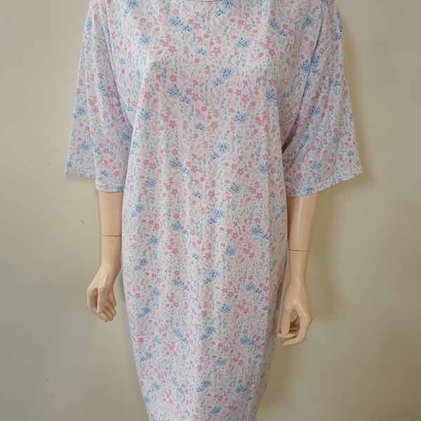 Petal Back Nightie short sleeve Pink/Blue Floral L