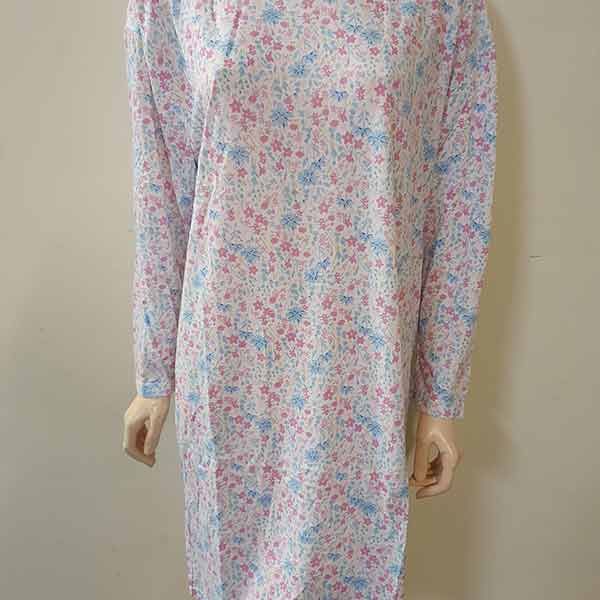 Petal Back Nightie long sleeve Pink/Blue Floral S