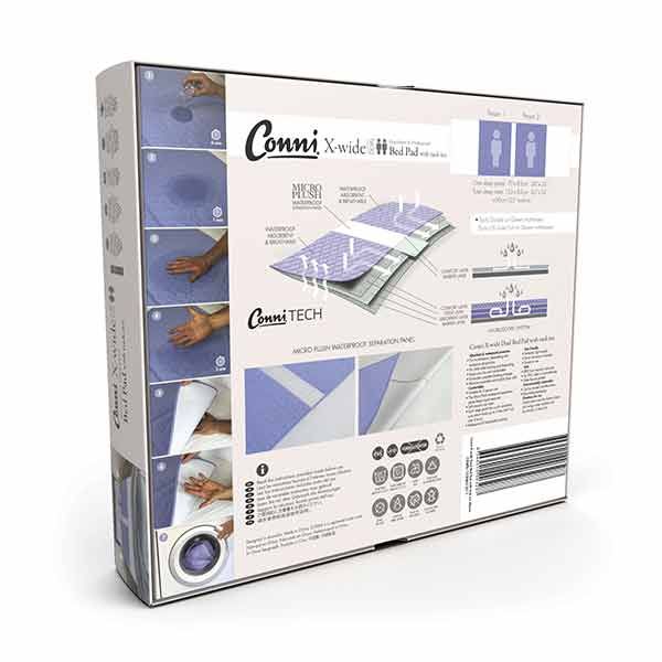 Conni Dual Extra Wide Waterproof Bed Pad with Tuckins 153x85cm Mauve - Image 2