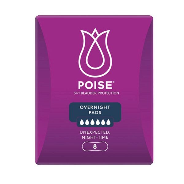 Poise Overnight Pads 500mL Pk8