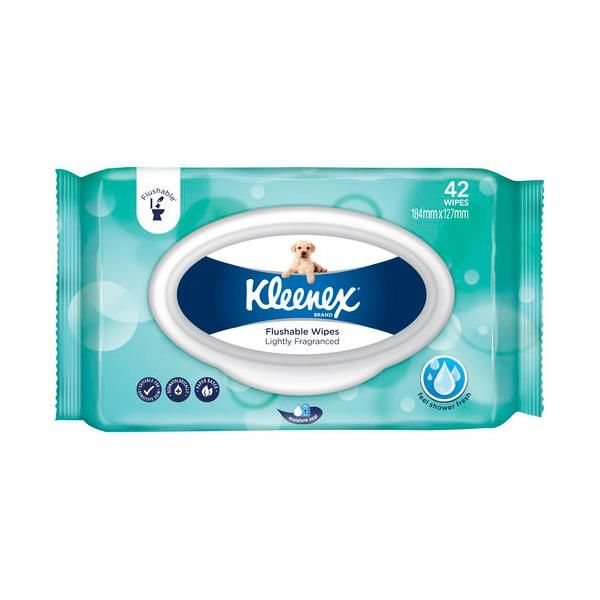 Kleenex Flushable Lightly Fragranced Wipes 18.4x12.7cm Pack 42