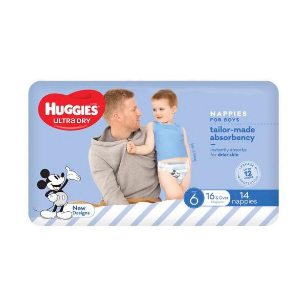 Huggies Ultra-Dry Junior Boys 16kg + Pk14
