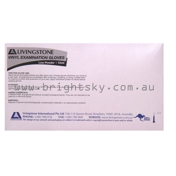 Livingstone Glove Vinyl low powder Medium Pk100 - Image 2