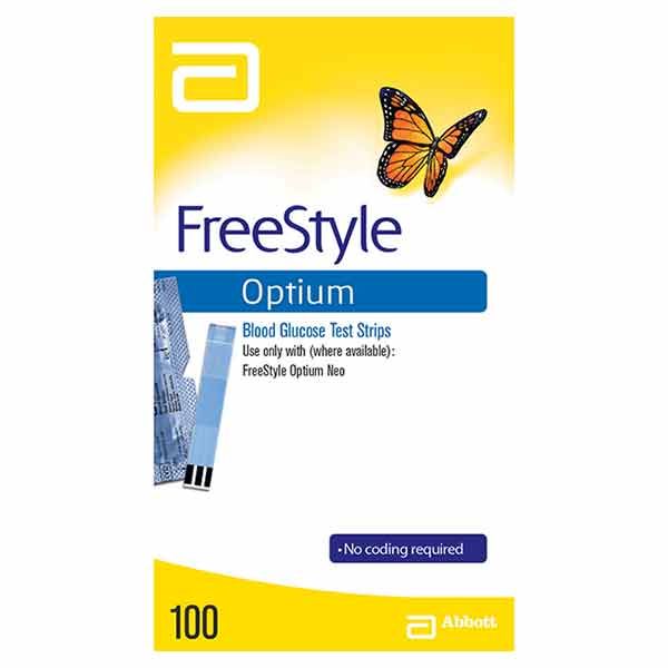 FreeStyle Optium Blood Glucose Test Strips Box 100