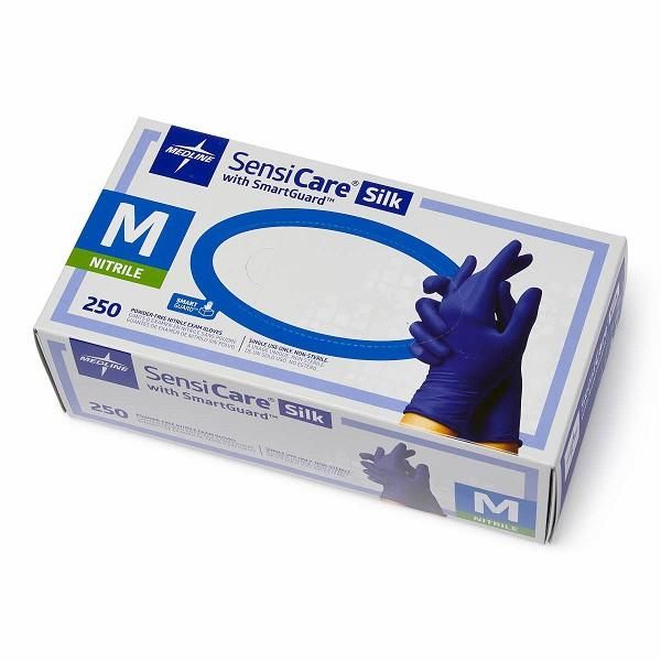 Sensicare Silk PF Nitrile Blue Gloves Medium Box 250