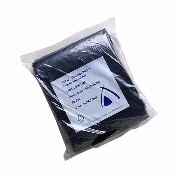 Livingstone Garbage Bag Bin Liner 120L Black Pk25