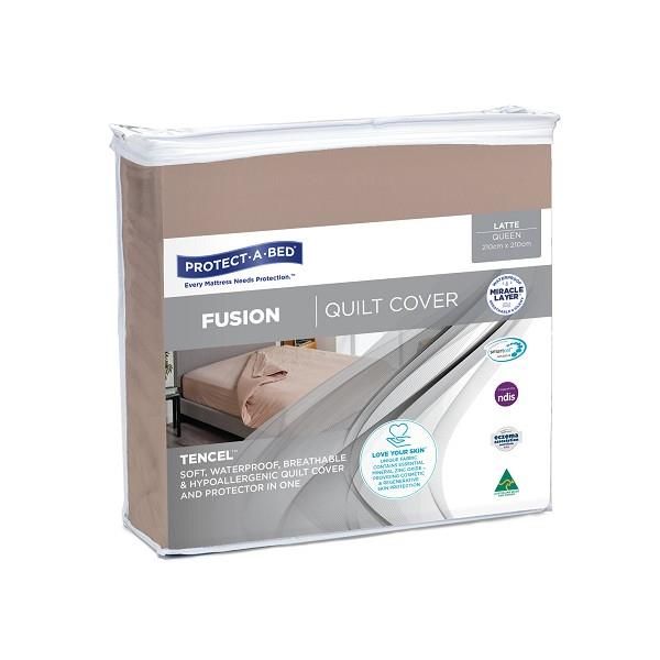 Protect-A-Bed Fusion Quilt Cover Latte Queen