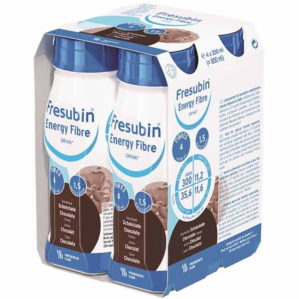 Fresubin Energy Fibre Drink Chocolate 200mL Easybottle Pack 4