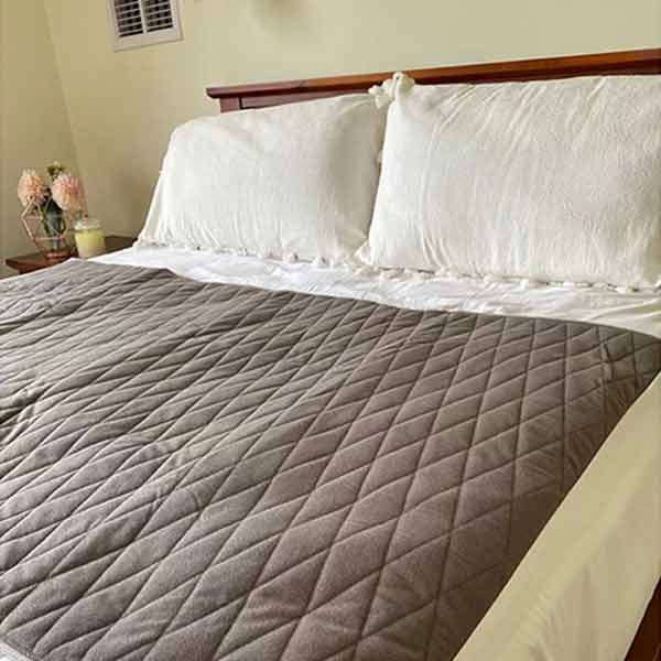 StayDry Blue-E Velour Bed Pad Single with wings Stone