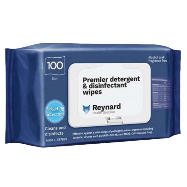 Reynard Premier Detergent And Disinfectant Wipe 33x22cm Pack 100