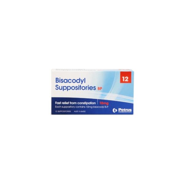 Petrus Bisacodyl Suppositories 10mg Pk12
