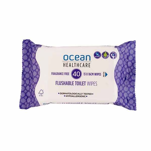 Ocean Flushable Wipes 13x16cm Pack 40