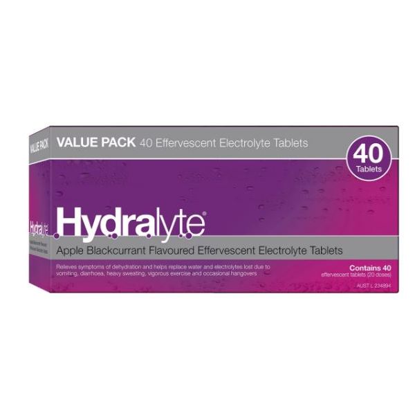 Hydralyte Effervescent Apple and Blackcurrant 40 Tabs