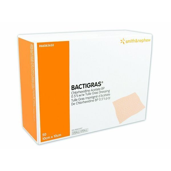 Bactigras Paraffin Gauze Dressing 10x10cm