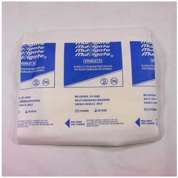 Multigate Split Drain Dressing 10x10cm Pk2