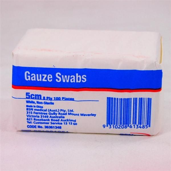 Gauze Swab 8Ply Non-Sterile 5x5cm Pk100