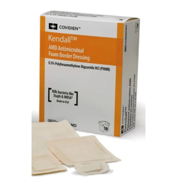 Kendall AMD Antimicrobial Foam Border Dressing 8.9x14cm