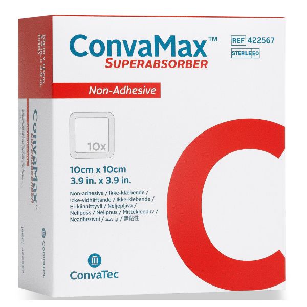 ConvaMax Superabsorber Non-Adhesive 10X10cm Box 10