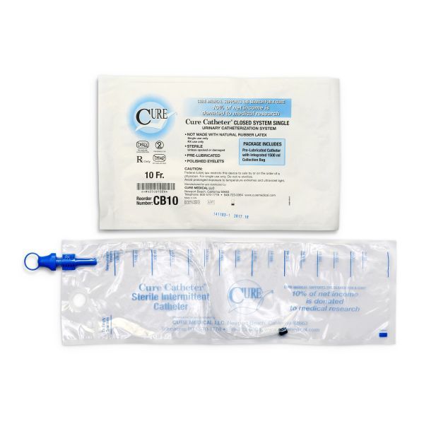 Cure Catheter Closed System Pre-Lubricated Unisex FG10 Box 100