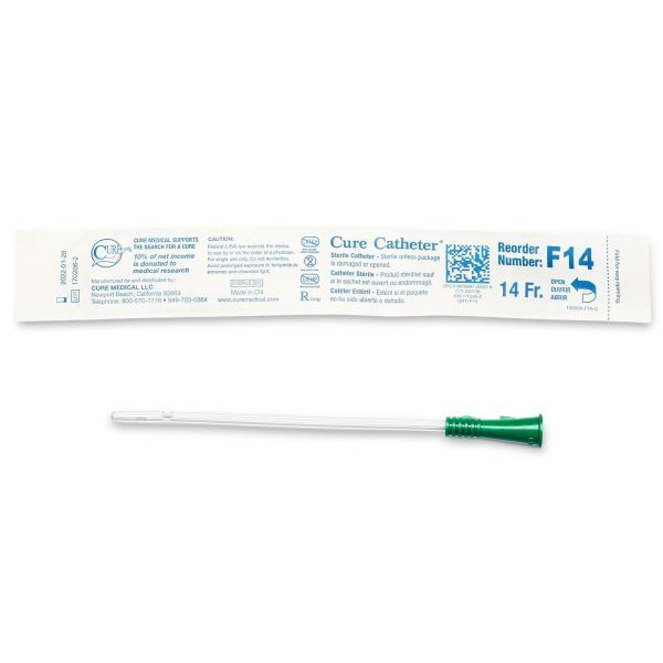 Cure Catheter Uncoated Female FG14 Box 30