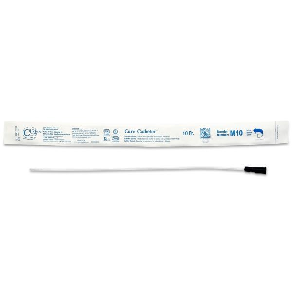 Cure Catheter Uncoated Straight Tip Male FG10 Box 30