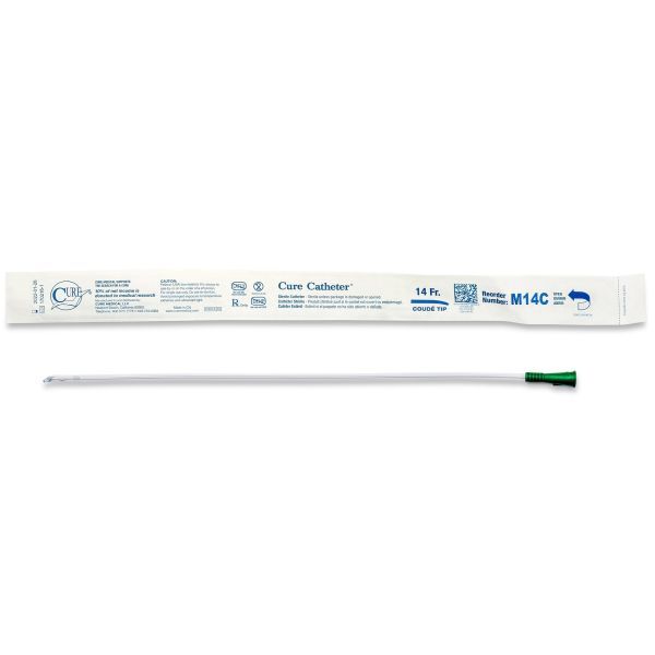 Cure Catheter Uncoated Coude Tip FG14 Box 30