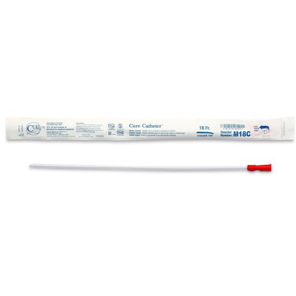 Cure Catheter Uncoated Coude Tip FG18 Box 30