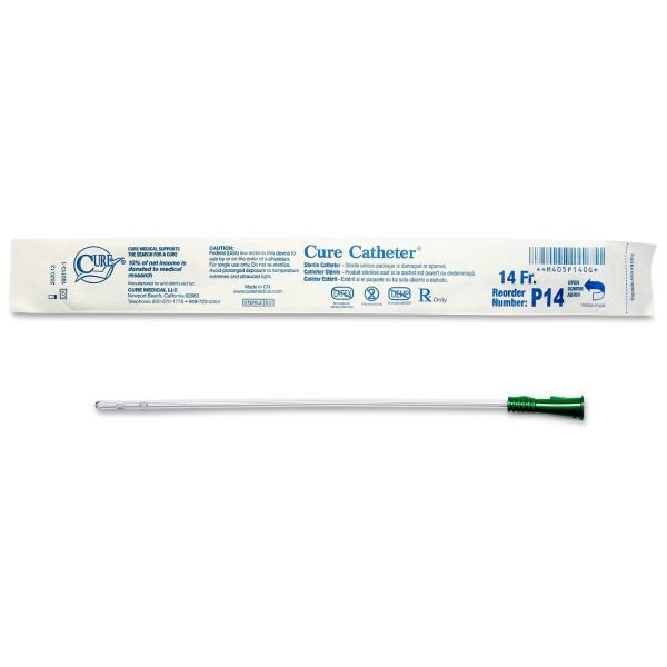 Cure Catheter Uncoated Straight Tip Paediatric FG14 Box 30