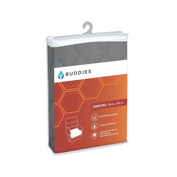 Buddies Chair Pad Grey Regular 60X50cm Non-Slip Waterproof 1000ml