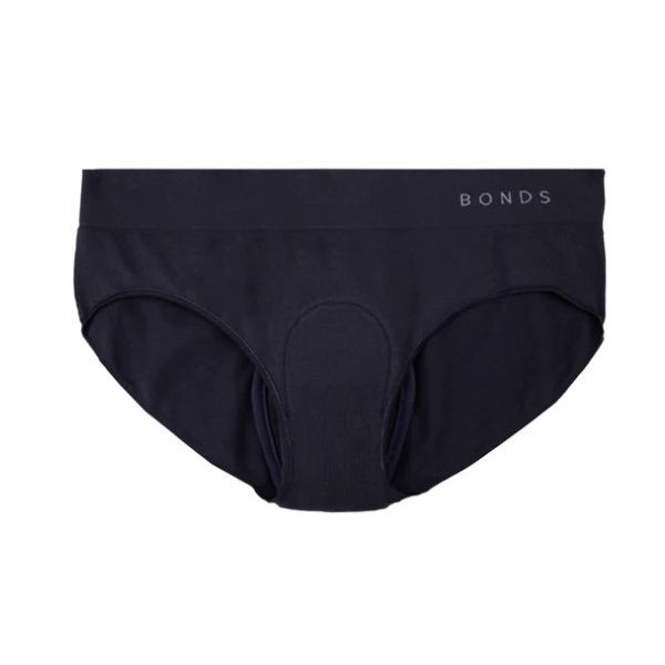 Womens Bonds Comfytails Midi Brief with Pad Size 16 Black 250ml