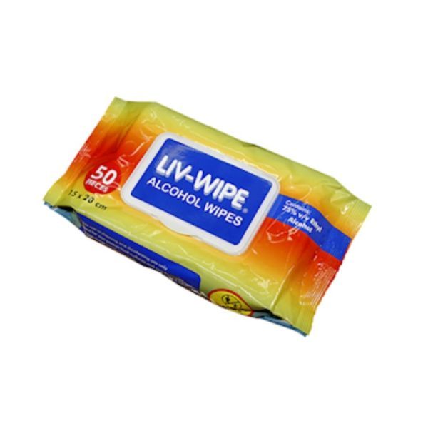 Liv-Wipe Antibacterial Alcohol Wipes 15 x 20cm Soft Pk50