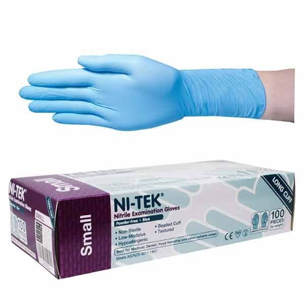Ni-Tek(Nitrile) Glove powder free Long Cuff Small Pk100