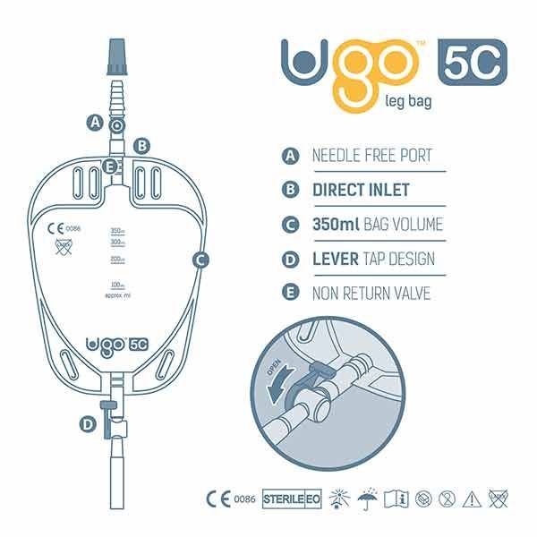 Ugo 5C Community Leg Bag 350mL Direct Inlet Lever Tap - Image 2