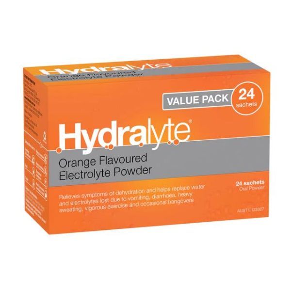 Hydralyte Orange Powder Sachets Box 24